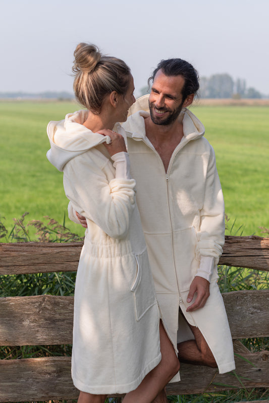 Balboa bathrobe for men Pebble White