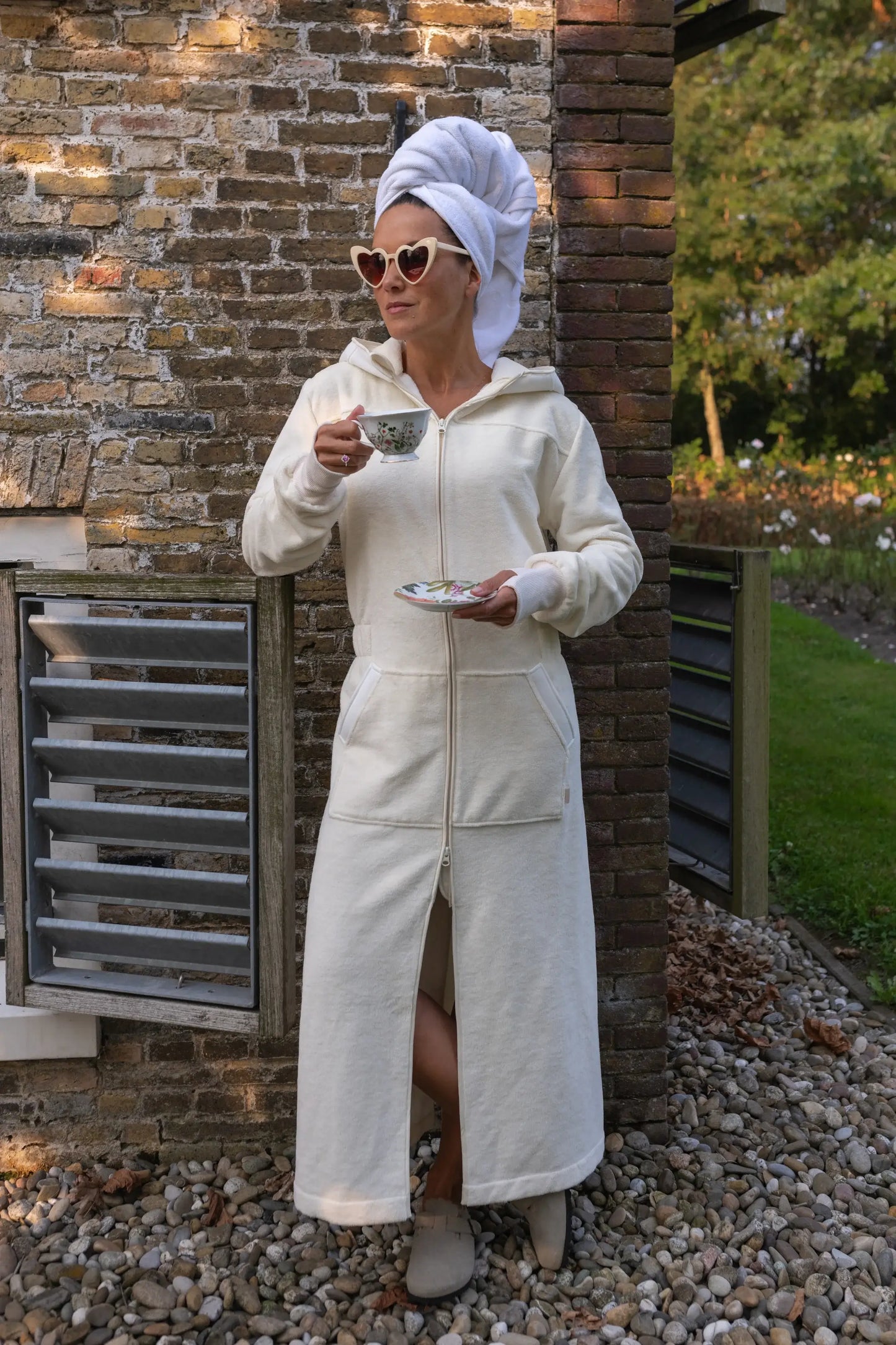 Balboa Damenbademantel Pebble White