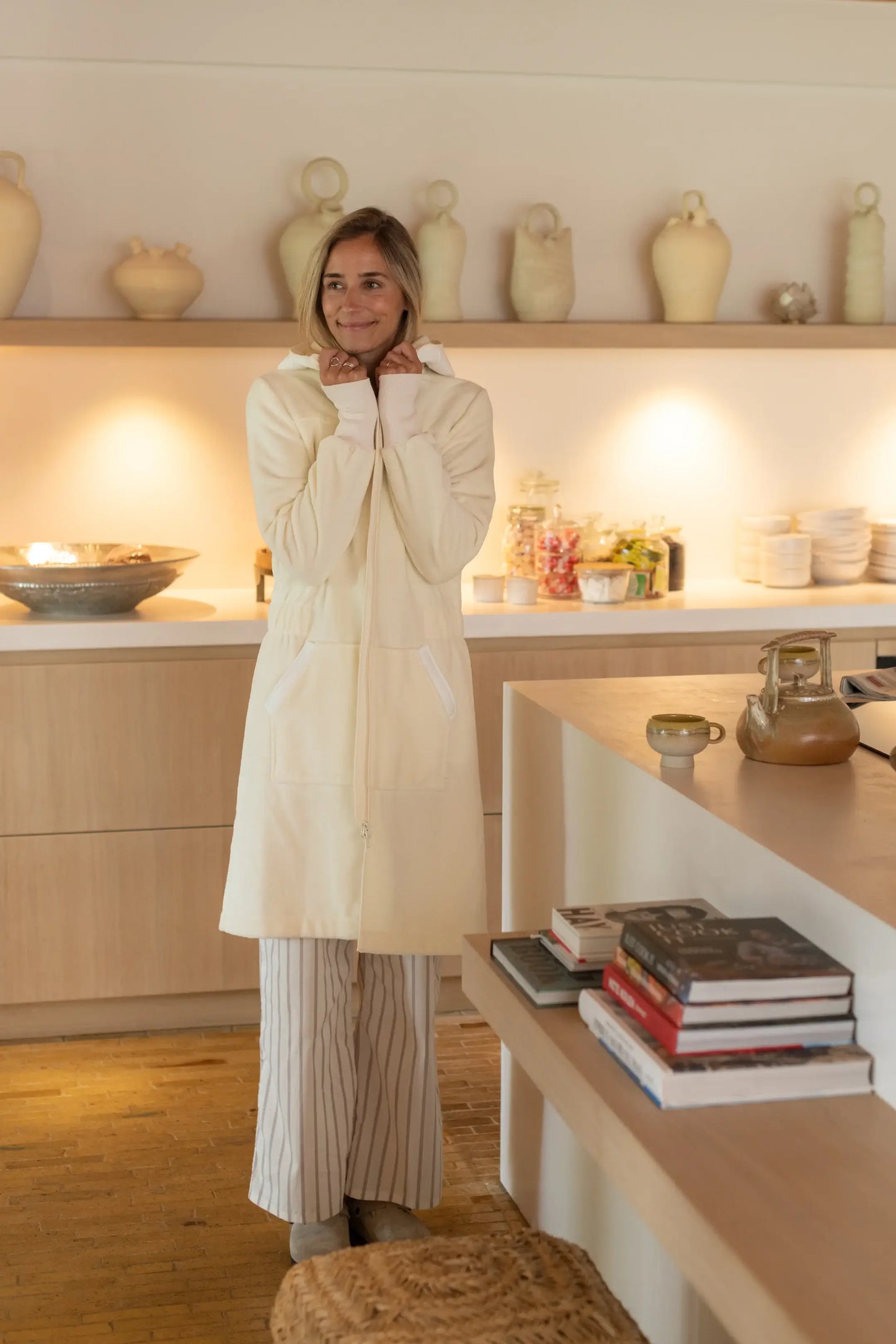 Balboa Damenbademantel Pebble White