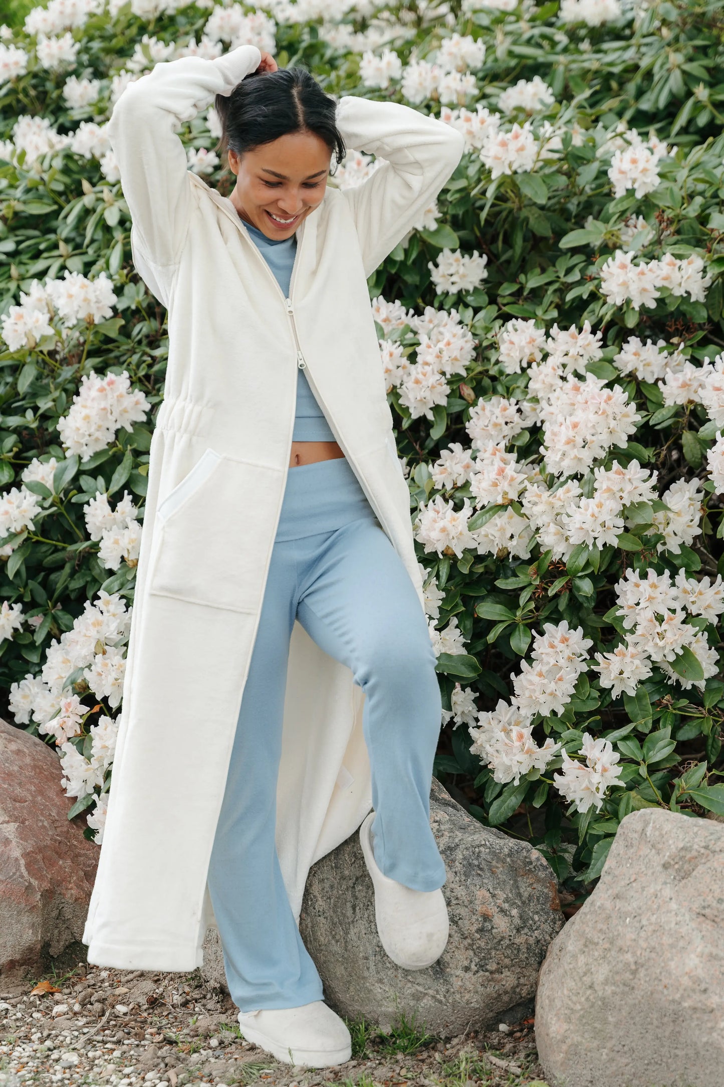 Balboa Damenbademantel Pebble White